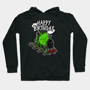 Birthday Train Steam Locomotive Railway Model Railroad (Green) Hoodie